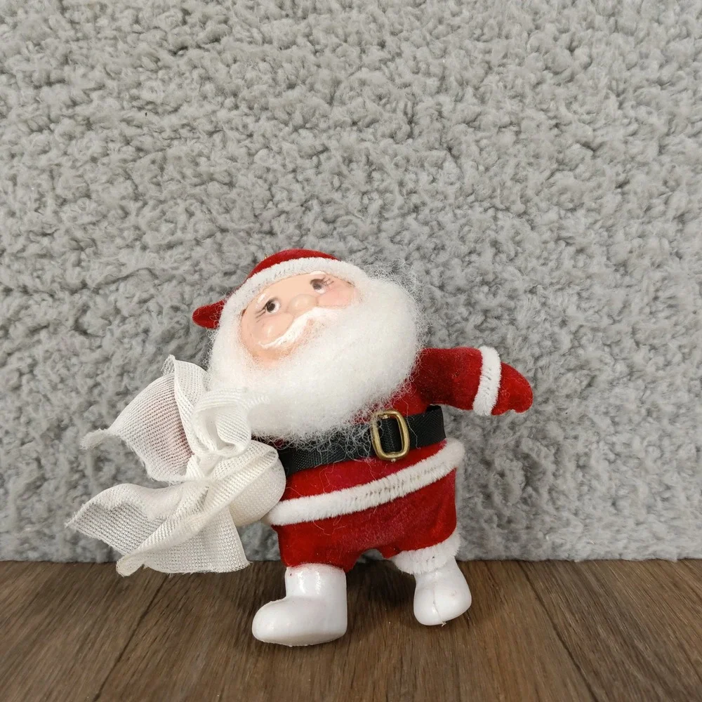 Santa Claus Flocked Christmas‎ Ornament Figurine Holiday Decor Decoration